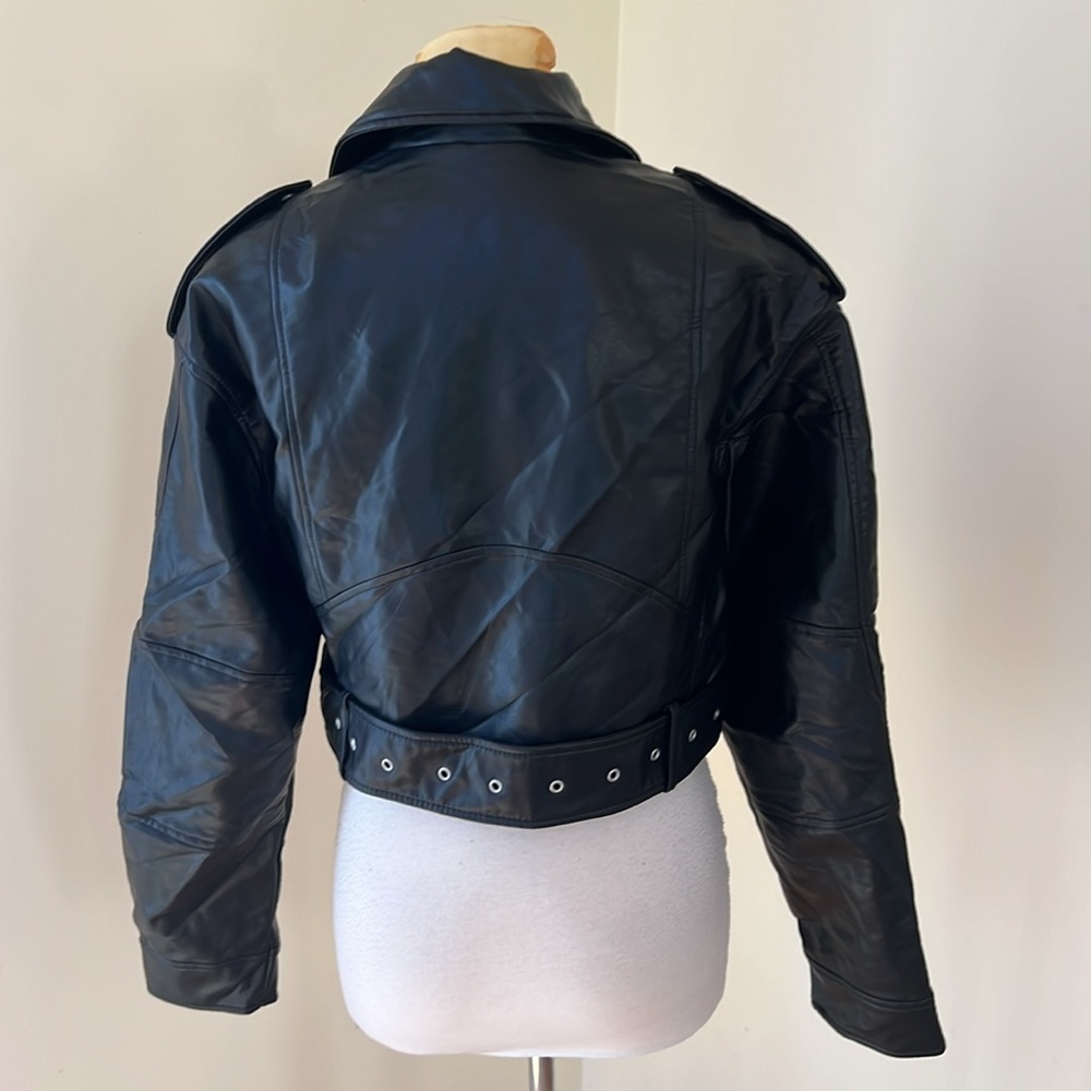 NWOT! Zara small black faux leather biker jacket. - Picture 3 of 13